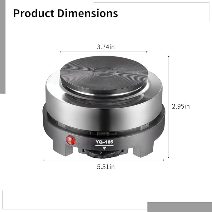 Placa Calefactora Eléctrica 500W, Plato de 9.5 cm, Perilla Ajustable miniatura 2