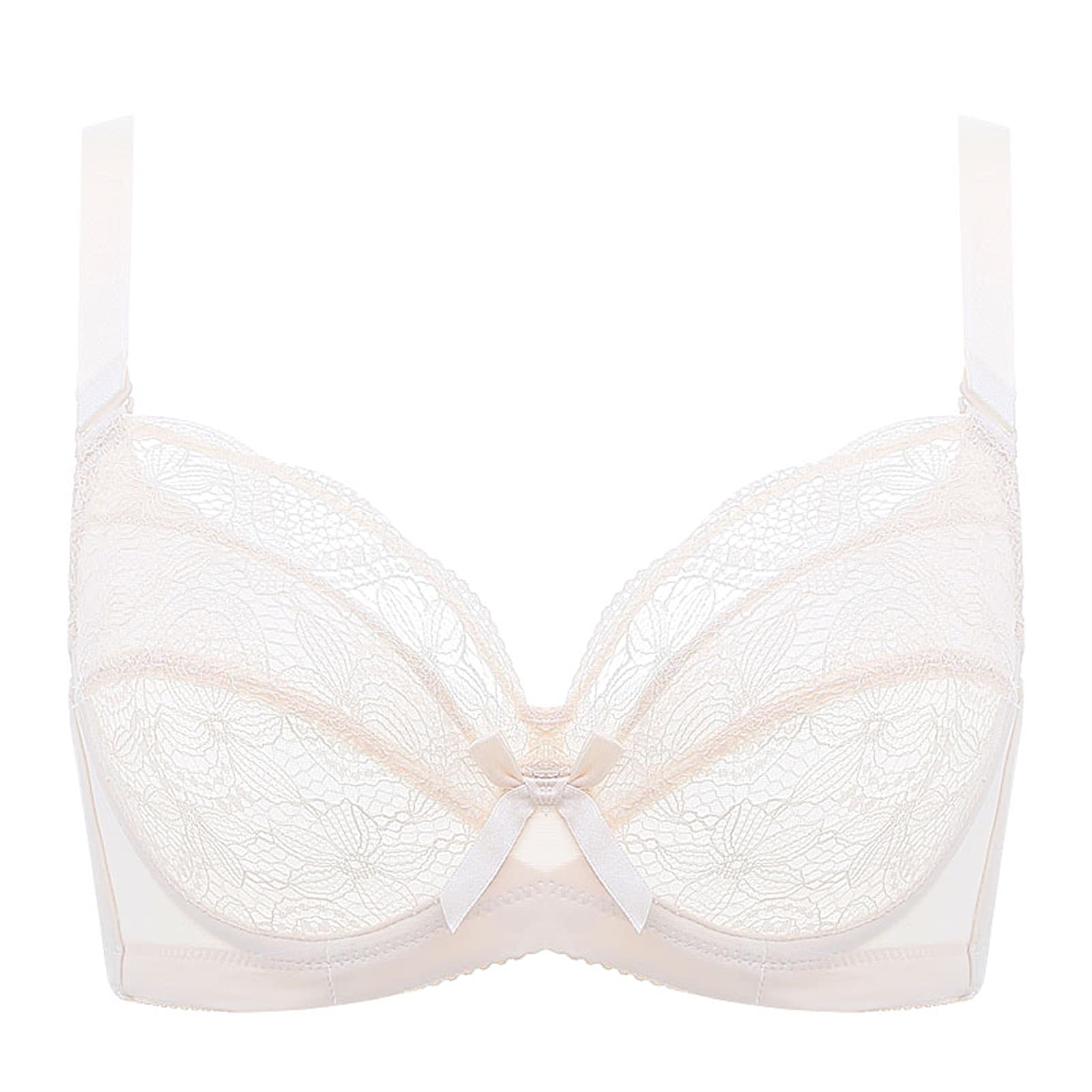 Sujetadores de figura completa para mujer, Minimizer Push Up Sexy Ultra Thin Lencería Bralette de cobertura completa con aros (color: blanco, tamaño: 90E)
