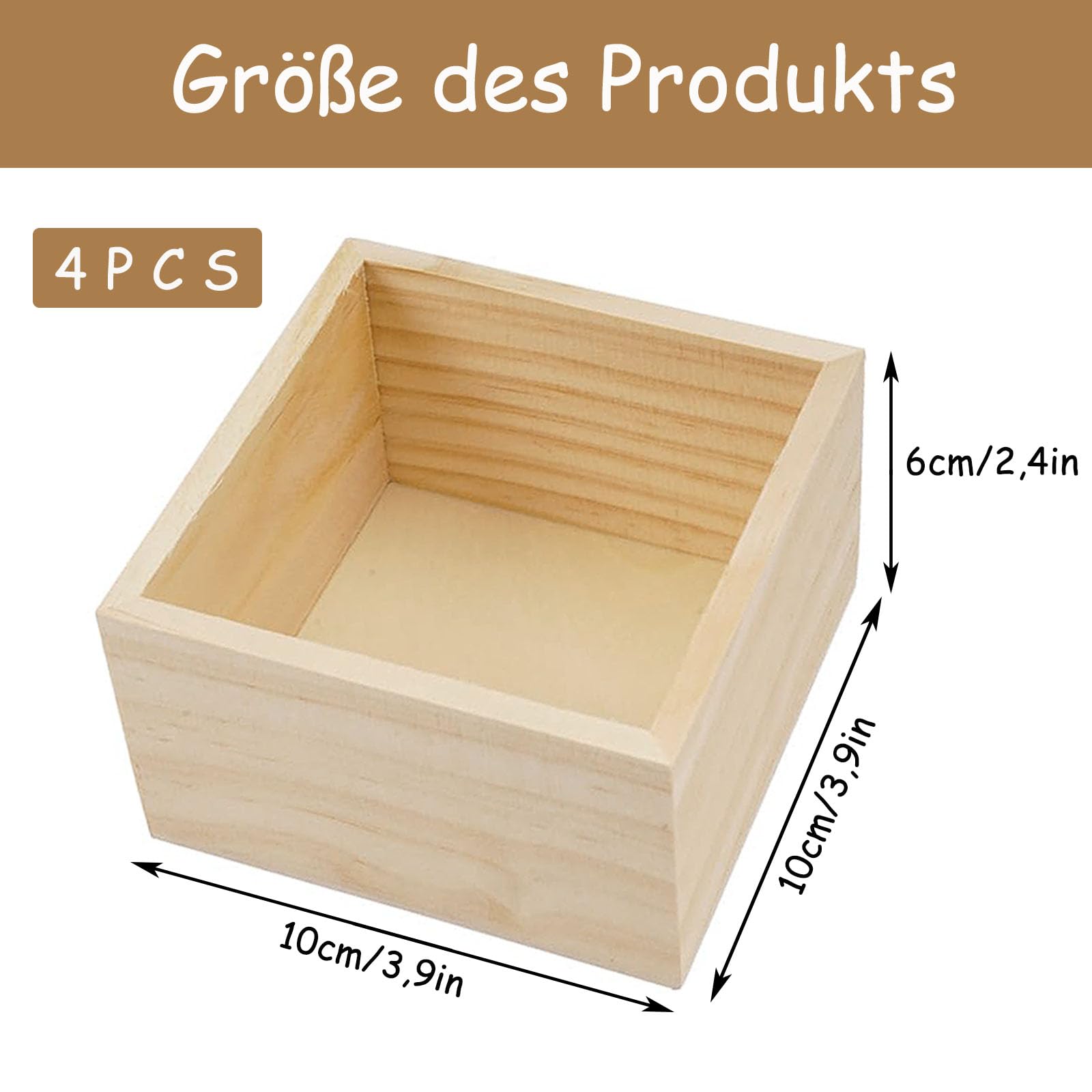 Belle Vous Vierkante Onbewerkte Houten Hobby Opslag Organiser Dozen (4Pak) 9,5 x 9,5 x 5cm - Rustiek Natuurlijk Houten Container Dozen Set Voor Thuis/Werk Decor, Verzamelingen, Vetplanten en DIY Belle Vous Vierkante Onbewerkte Houten Hobby Opslag Organiser Dozen (4Pak) 9,5 x 9,5 x 5cm - Rustiek Natuurlijk Houten Container Dozen Set Voor Thuis/Werk Decor, Verzamelingen, Vetplanten en DIY