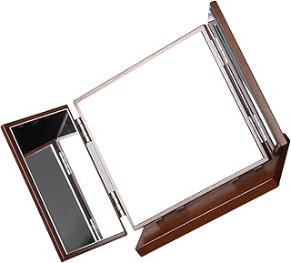 KICHOUSE Wood Carved Foldable Makeup Mirror T...