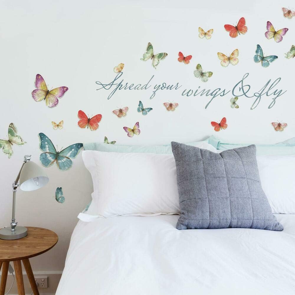 RoomMates RMK3263SCS Lisa Audit Butterfly Quote Peel and Stick Wall Decals - - 