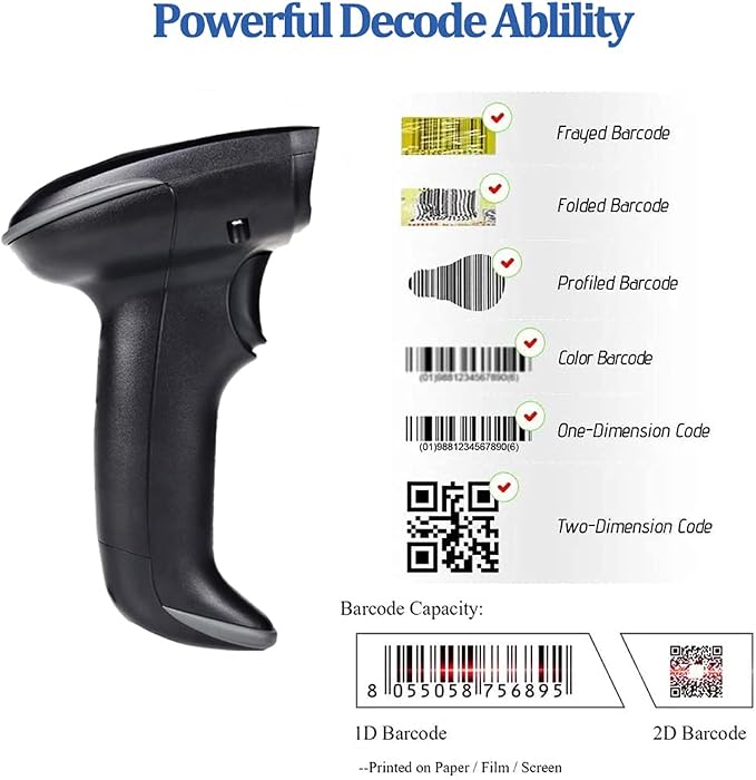 Lector de códigos de barra 1D 2D USB UNIDEEPLY negro miniatura 2
