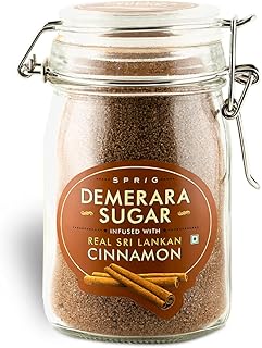Sprig Demerara Sugar Infused with Real Sri Lankan Cinnamon | Cinnamon Sugar for Baking & Desserts | Cinnamon Sugar for Coffee |Cinnamon sugar for Seasoning | No artificial flavours or Colors | 175 g