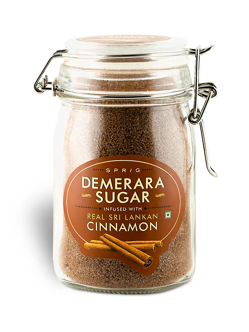 Sprig Demerara Sugar Infused with Real Sri Lankan Cinnamon | Cinnamon Sugar for Baking & Desserts | Cinnamon Sugar for Coffee |Cinnamon sugar for Seasoning | No artificial flavours or Colors | 175 g Sprig Demerara Sugar Infused with Real Sri Lankan Cinnamon | Cinnamon Sugar for Baking & Desserts | Cinnamon Sugar for Coffee |Cinnamon sugar for Seasoning | No artificial flavours or Colors | 175 g