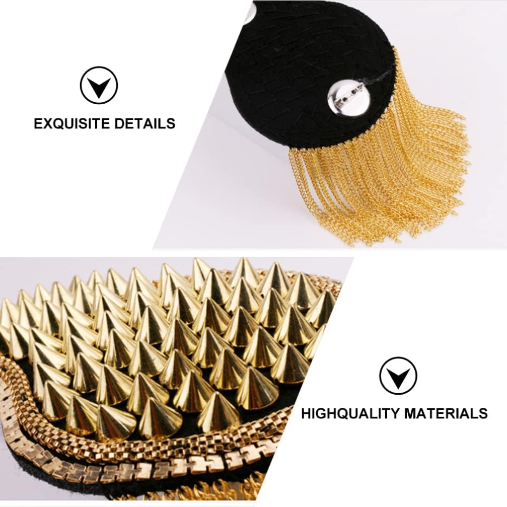 TENDYCOCO 1 Pair Riveted Tassel Epaulet Decors Fashion Shoulder Accessories for Stage Costume Uniforms Jackets Blazers