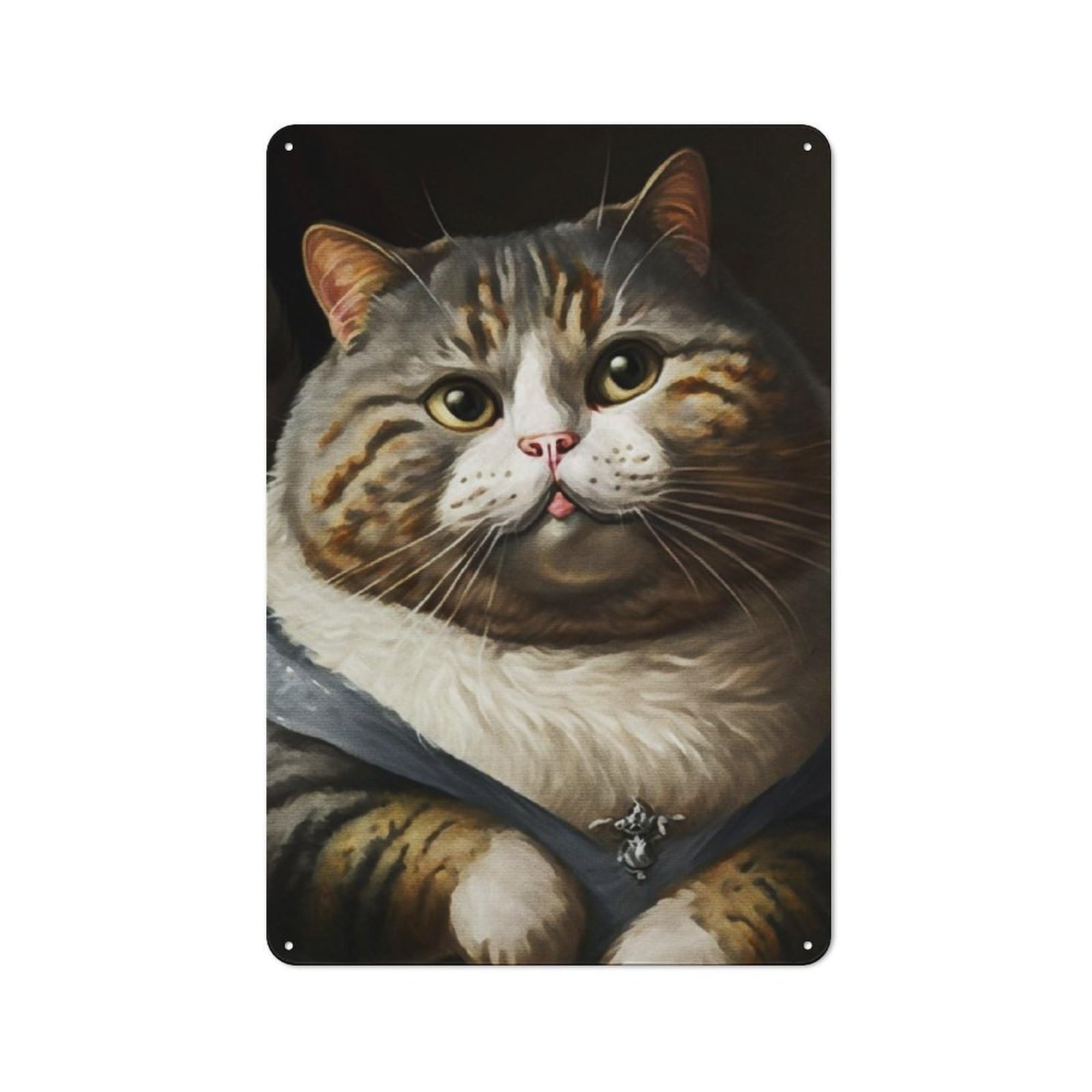 Junmoney Cute Fat Cat Retro Tin Sign 30X20cm For Hobby Room Or Studio, New-Space Wall Decor For Creative Interior Collectors