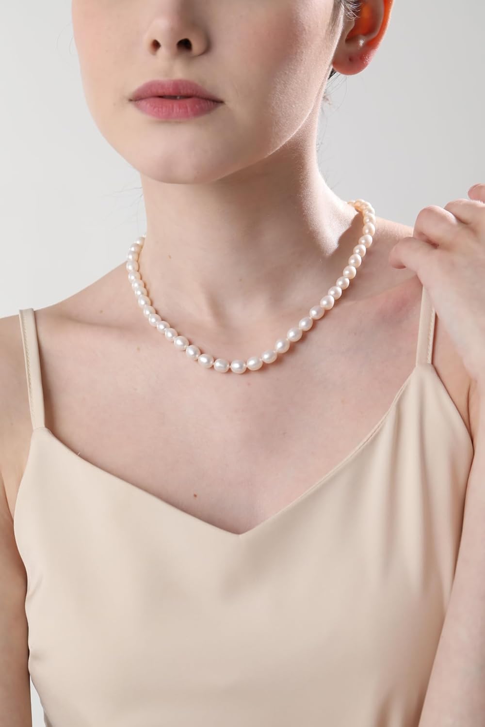 Freshwater Cultured Pearl Necklace for Women, 6MM-8MM Dainty Pearl Choker Necklace, Wedding Jewelry, Simple Beaded Pearl Necklace, Delicate Bridesmaid Jewelry Gifts - Image 5
