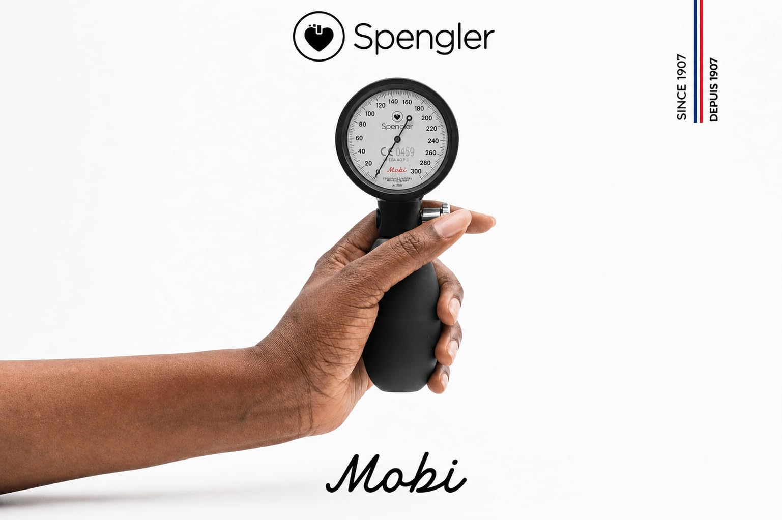 SPENGLER Mobi, Tensiomètre Mécanique pour Mesure de la Pression Artérielle, Précis, Fiable, Résistant, Mécanisme Horloger, Poire Grand Volume, Connectique Aimantée, Brassard M Fourni (Noir Carbone)