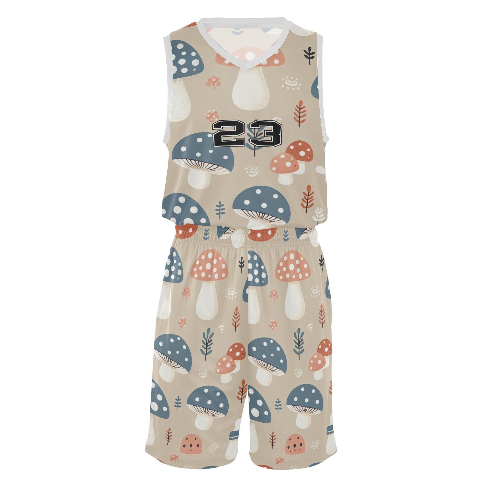 FLildon Cute Mushrooms with Dots Boys Basketball Jersey Set Tank Top Shorts Tracksuit Sport Training Suit for Kids, L