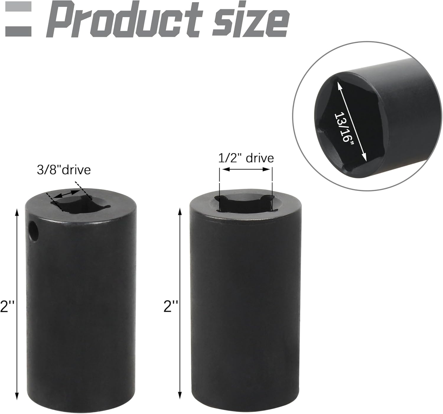 3/8" & 1/2" Drive 13/16" Utility Socket Pentagon Tool for Pentagonal Nuts and Bolts, 5 Point Impact Socket