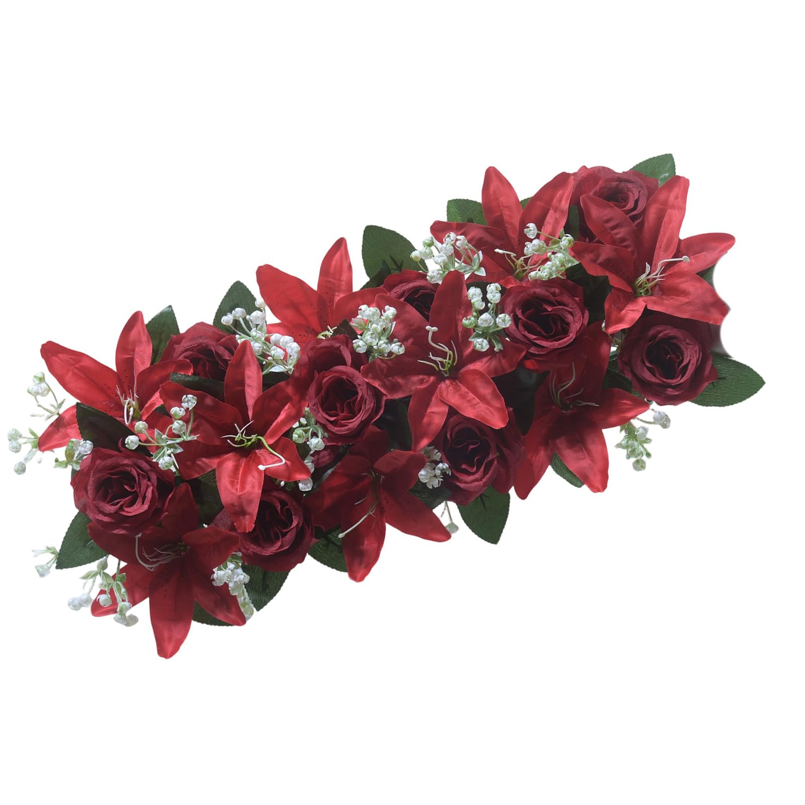 Tsophreniq Realistic Wedding Table Flower Arrangement Artificial Fabric Rose Decoration for Anniversaries Dining Table Artificial Arrangement