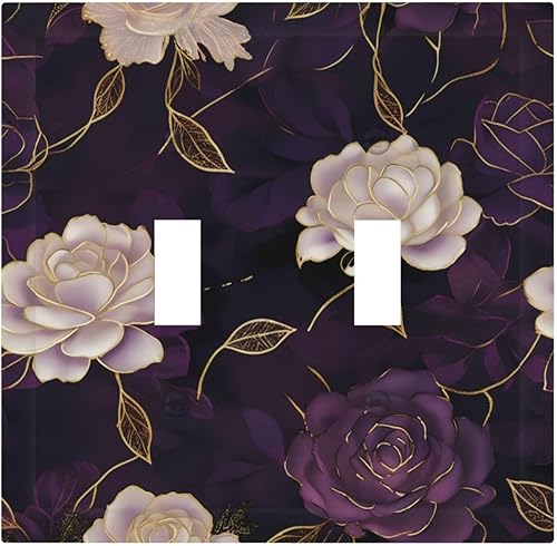 Miniatura 75 de Placa de pared de doble palanca de 2 cuadrillas con diamantes brillantes con diamantes, bonito ojo fucsia, placa frontal decorativa para dormitorio