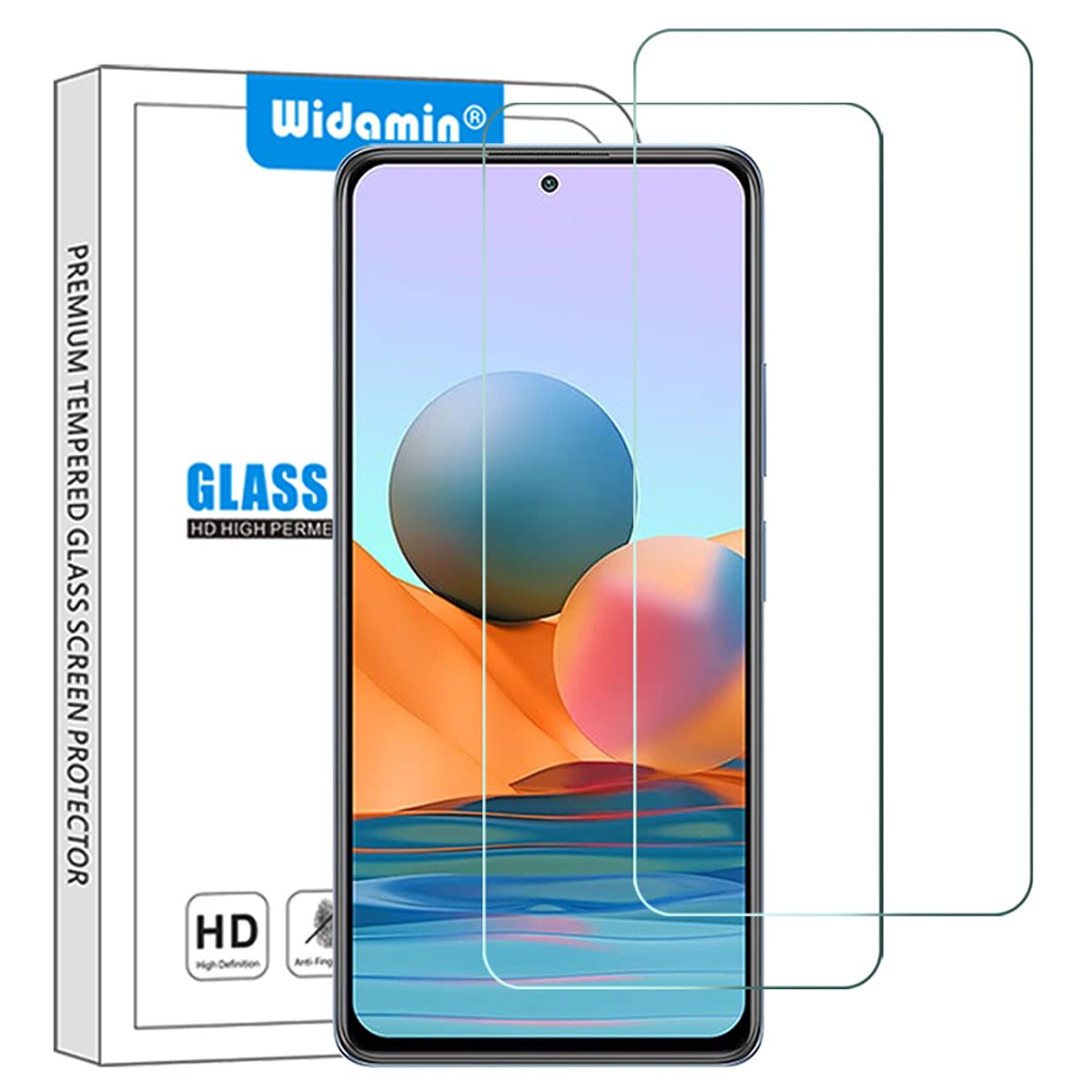 Widamin 2Pack, Screen Protector Compatible with Xiaomi Redmi Note 10 Pro/Redmi Note 10 Pro Max, Premium Tempered Glass with 9H Hardness, [Crystal Clearity], [Scratch-Resistant], [No-Bubble]