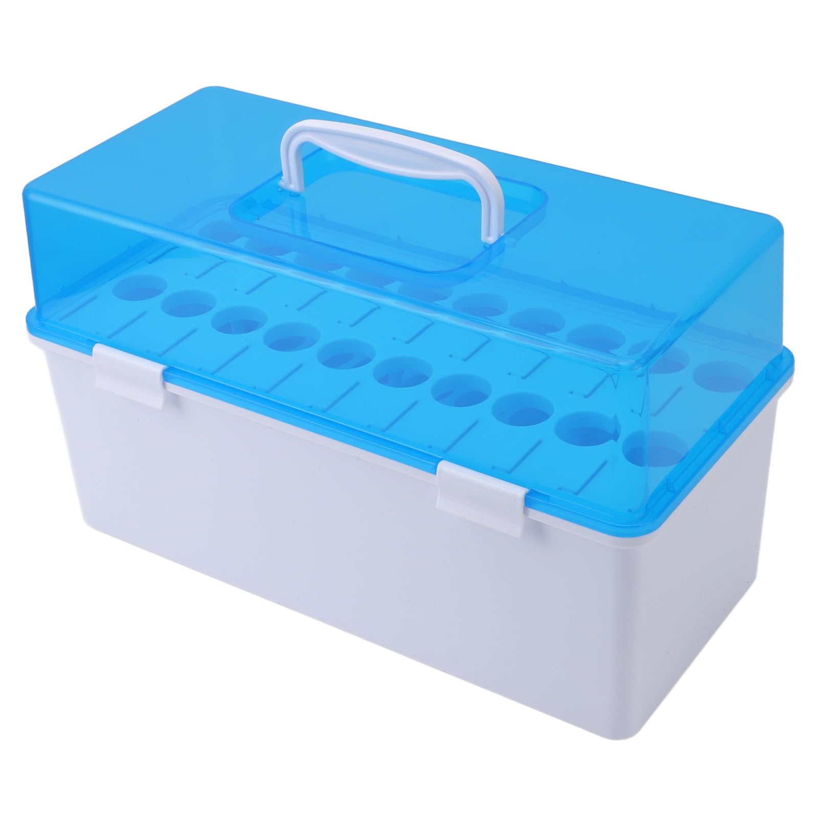 Caja de almacenamiento de tubos de ensayo Mango portátil Tapa a prueba de polvo contiene 20 tubos de ensayo RATCHO ORGANIZER PARA Laboratorios de investigación científica Hospital