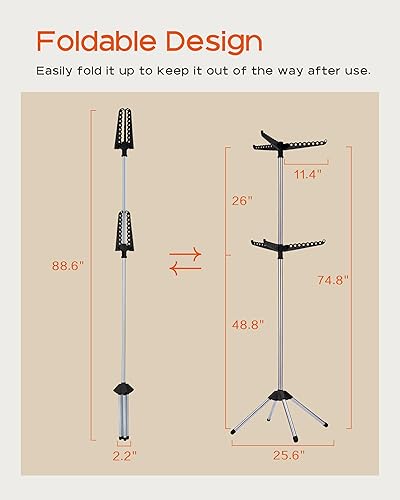 Miniatura 5 de Tendedero plegable para ropa de 74.8 pulgadas, 2 niveles, con riel giratorio para 54 piezas de ropa, ahorro de espacio, interior, acero inoxidable,