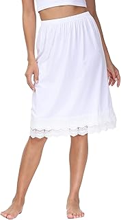 Skirt Extender for Women Knee Length Lace Trim Layering Underskirt Half Slip S-5XL