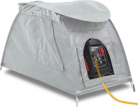 Inverter Generator Tent Cover Fit Most 1000-4500 Watt, Grey | Waterproof 600D Oxford fabric, large exhaust vent generator cover while running, pvc window easy to operate outdoor