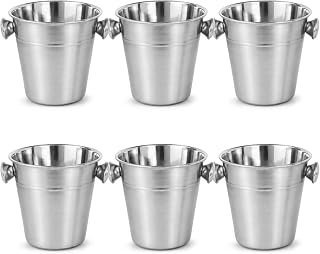 com-four® 6x Mini Eiseimer aus Edelstahl - kleine Getränkekühler