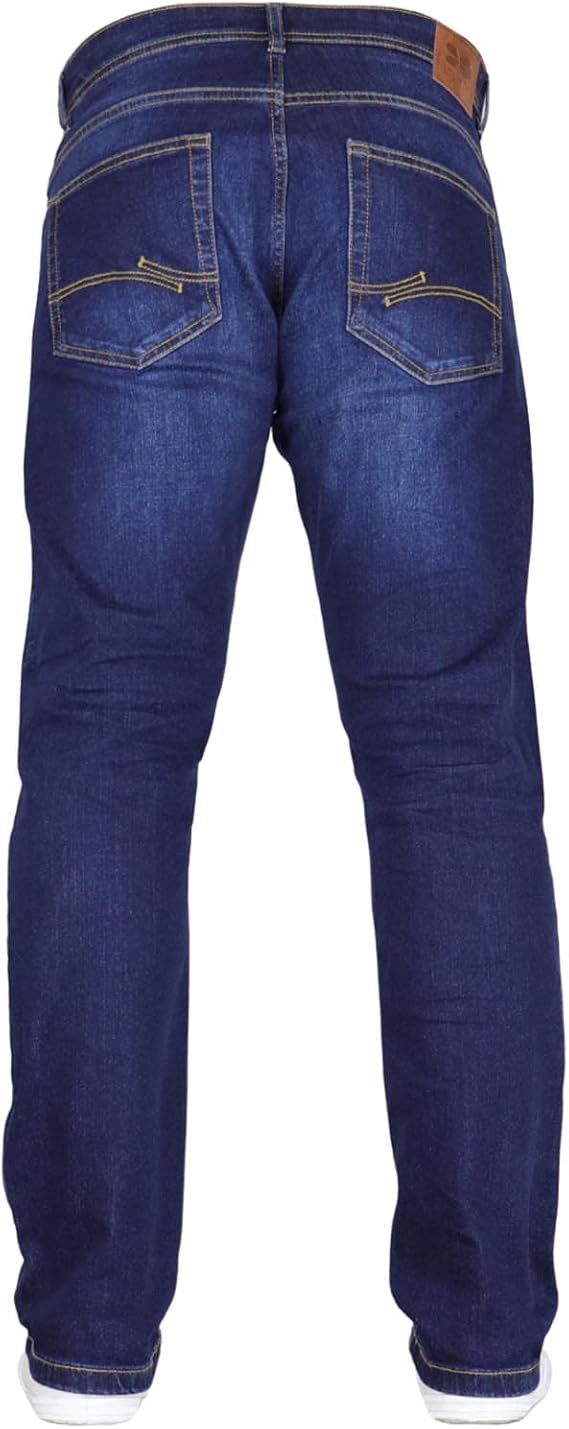 Crosshatch Mens Stretch Straight Leg Classic Regular Fit Basic Denim Jeans, 5 Pocket, Zipper, Solid, 30, 32 or 34 inches