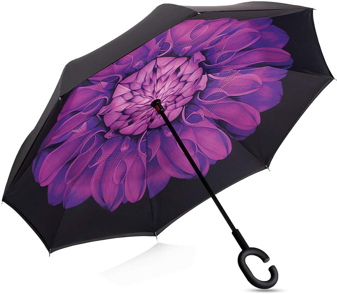 Amagoing Car Inverted Umbrella Double Layer Windproof Reverse Umbrella for Rain Sun