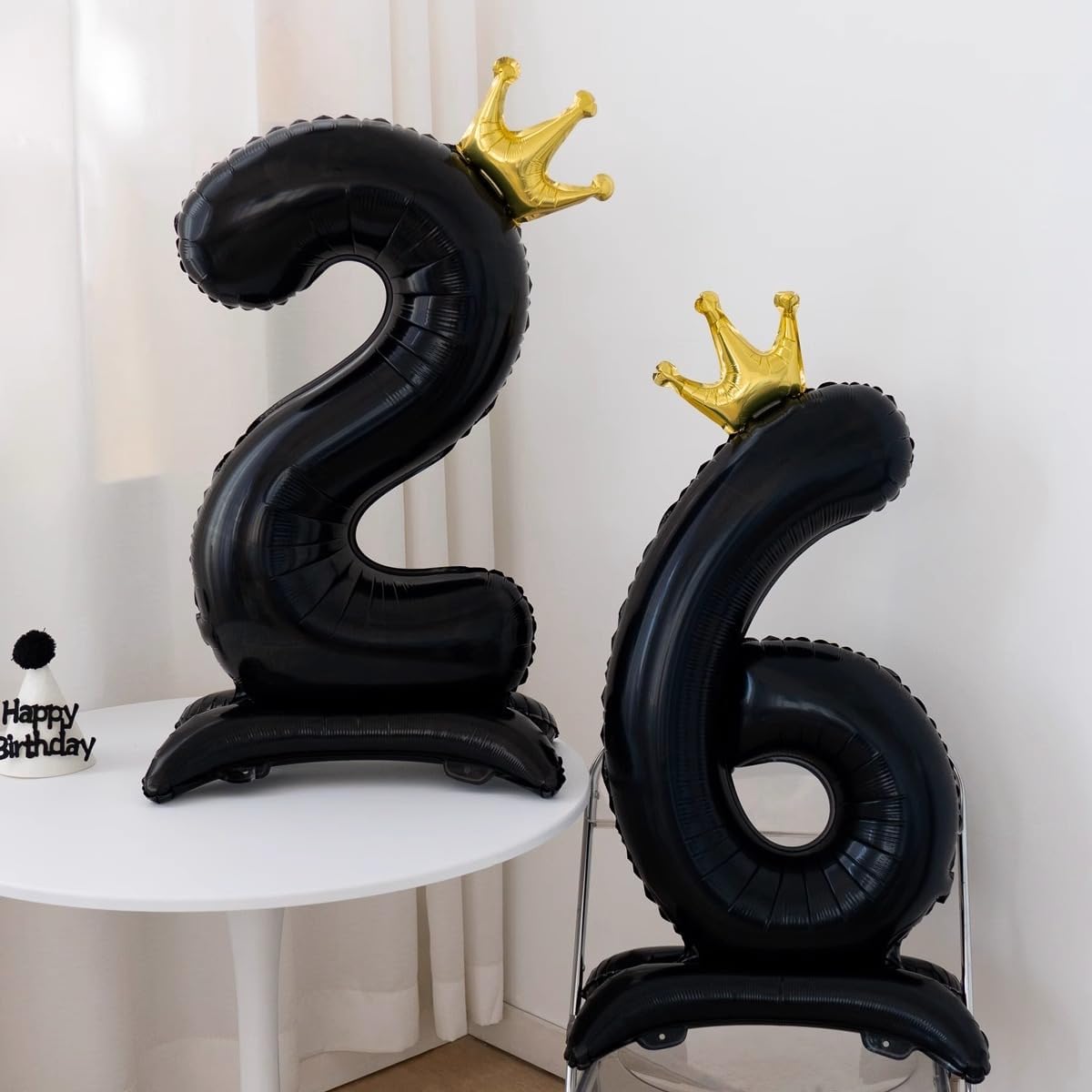 Black Crown Number 7 Balloon Standing Black Princess Digital 7 Foil Balloon image 4