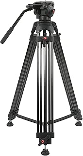 Acouto Tripé para câmera de vídeo 1,8 m Tripé retrátil para câmera tripé amortecimento hidráulico profissional SLR montagem para câmera filmadora DV tripé