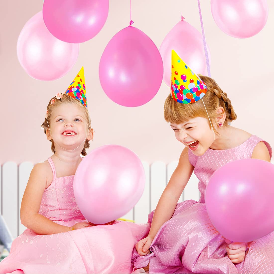 100 Ballons Latex Rose, Blanc, Fuchsia - Pour Mariage, Anniversaire, Baptême, Décoration De Fête, Gonflage à L'hélium
