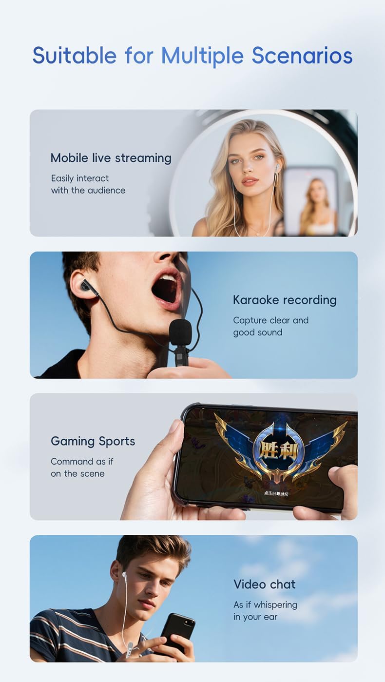 XOX KT03 Karaoke Headphones with Wired Lavalier Microphone and Sound Card,Real-Time in-Ear Monitoring Earphones,9 Reverb Effects,4 Music Effects for Smartphone(USB Type C, White)