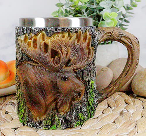 Ebros The Emperor Woodlands Bull Moose Mug Textured With Rustic Tree Bark Design 12Oz Drink Beer Stein Tankard Coffee Cup #TOP26
