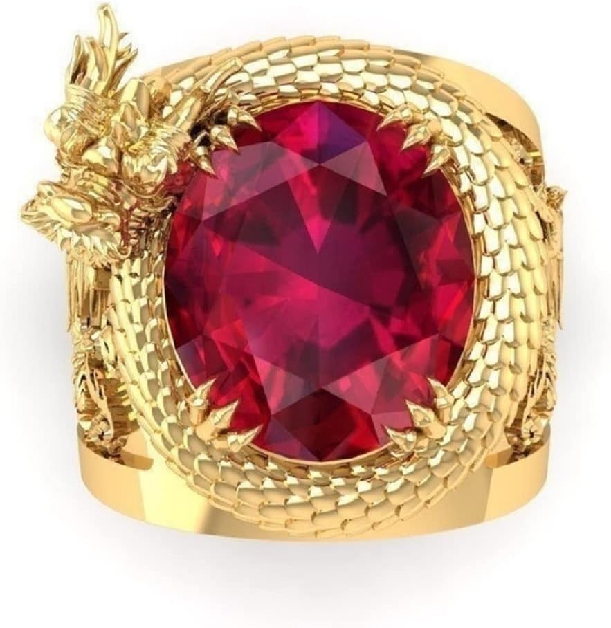 Dragon Ring for Men, Norse Viking Dragon Head Ring, Red Crystal Dragon Ring, Gold Dragon Totem Amulet Ring, Retro Domineering Dragon Rings, Punk Animal Dragon Jewelry for Men mens - Image 3