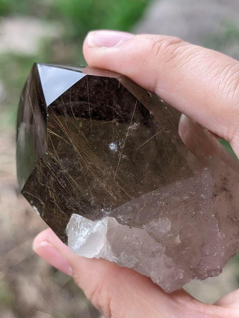 143g 大きめ ブラジル産 原石 ルチルにスモーキークォーツBH6 石仏