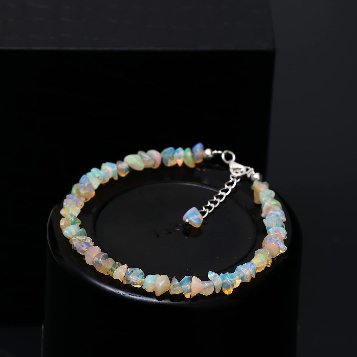 925 Sterling Silver Natural Chips Bracelet, Dainty Bracelet, Silver Jewelry Gift For Her - Image 3