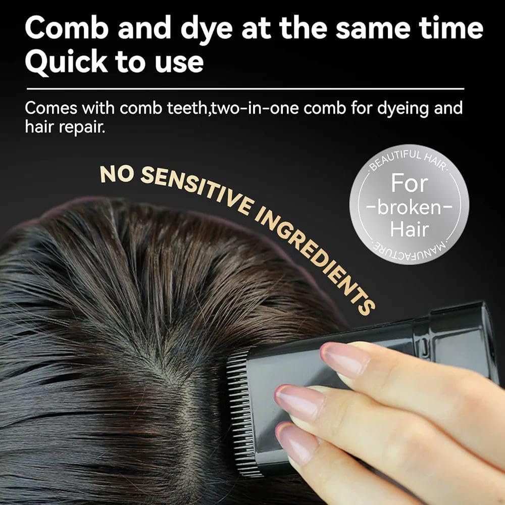 JAMBUVANTI 1Pcs, 2 in 1 Hair Color Stick with Dye Comb, Waterproof and Sweat-Proof Hairs Dyes Comb, Quick Touch-Up Hair Dye Applicator for Unisex - Portable Safe and Convenient Hair Dye Stick. 3