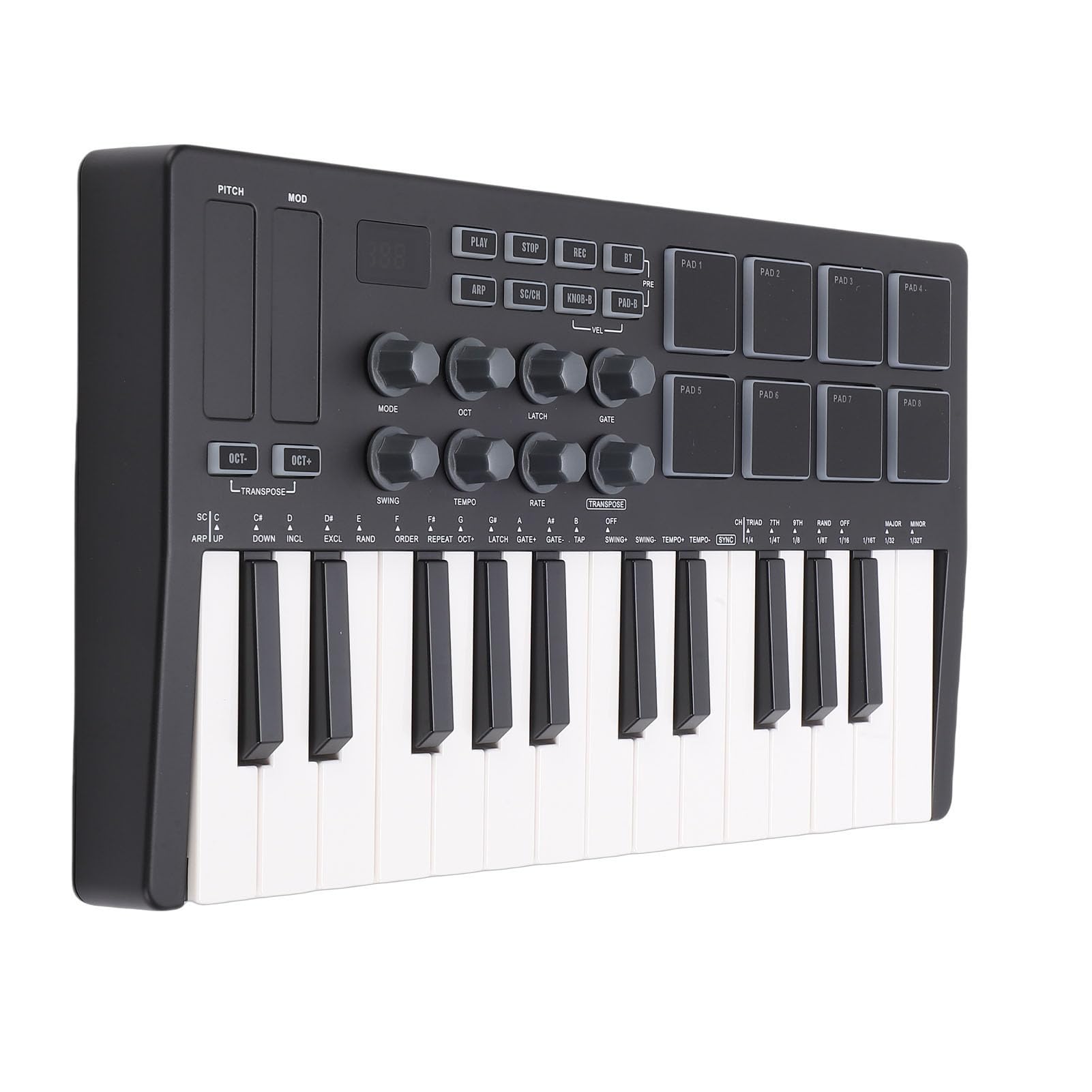 Controller Ad Alta sensibilità per Tastiera MIDI a 25 Tasti con Pad e Manopole RGB per Musicisti e Produttori Design Portatile
