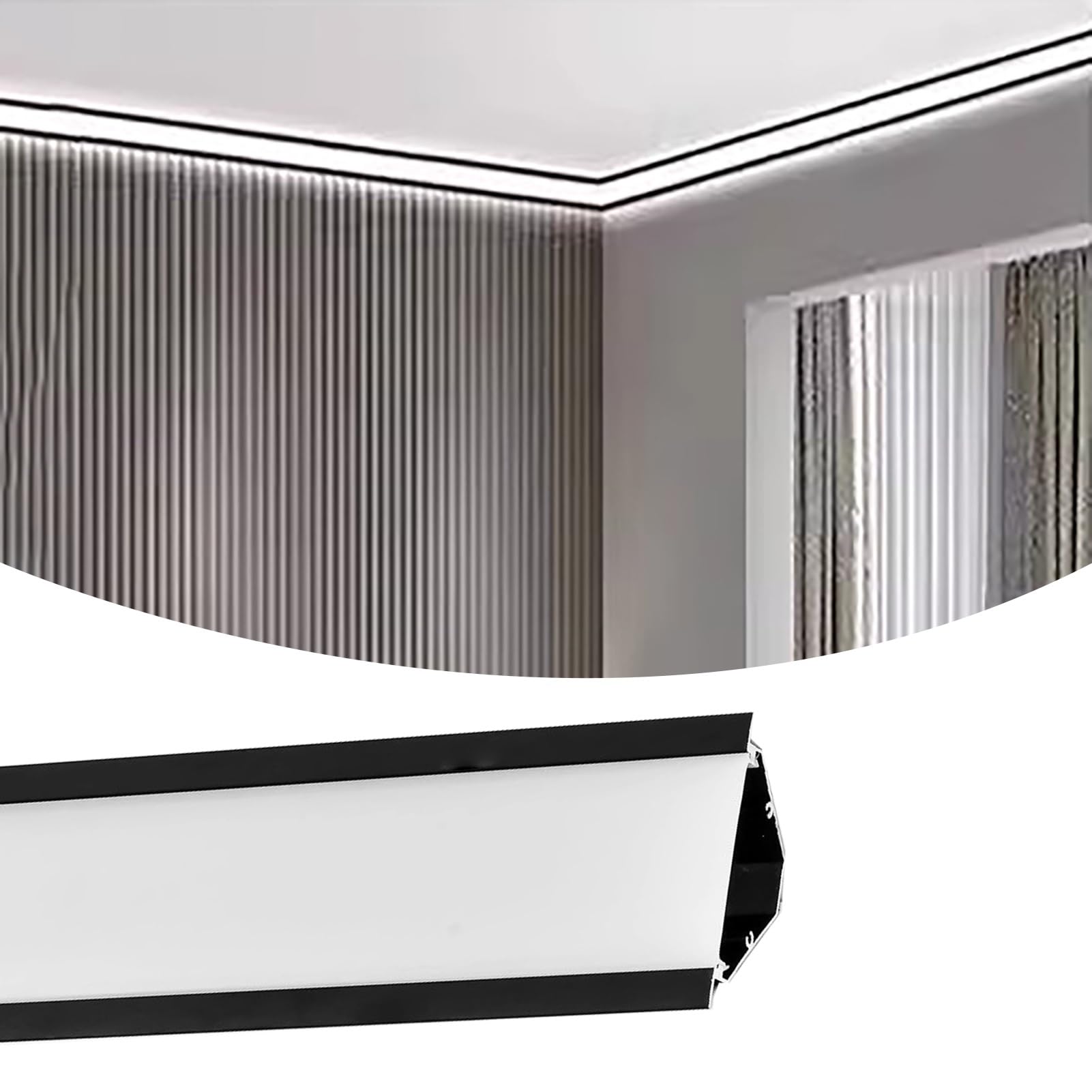 Profili per Strisce Led Canale Led Profilo Lineare in Alluminio Led, Diffusore di Illuminazione Indiretta Led Nero per Striscia Led, Cornice per Illuminazione Battiscopa per Cartongesso(29.5ft/9m)