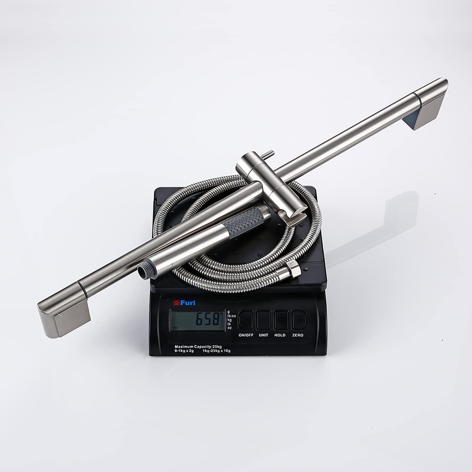 Asta Doccia Spazzolato Saliscendi Doccia 304 Acciaio Inox Asta Doccia Saliscendi Completo da Parete Regolabile Saliscendi per Doccia Completo con Doccetta, Tubo 150 cm, Supporto Regolabile