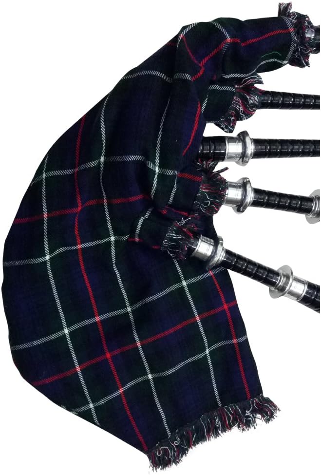 AAR Full size Rosewood Bagpipe Mackenzie Silver Plain Mounts Black Finish Scottish Highland Bagpipes with accessories
