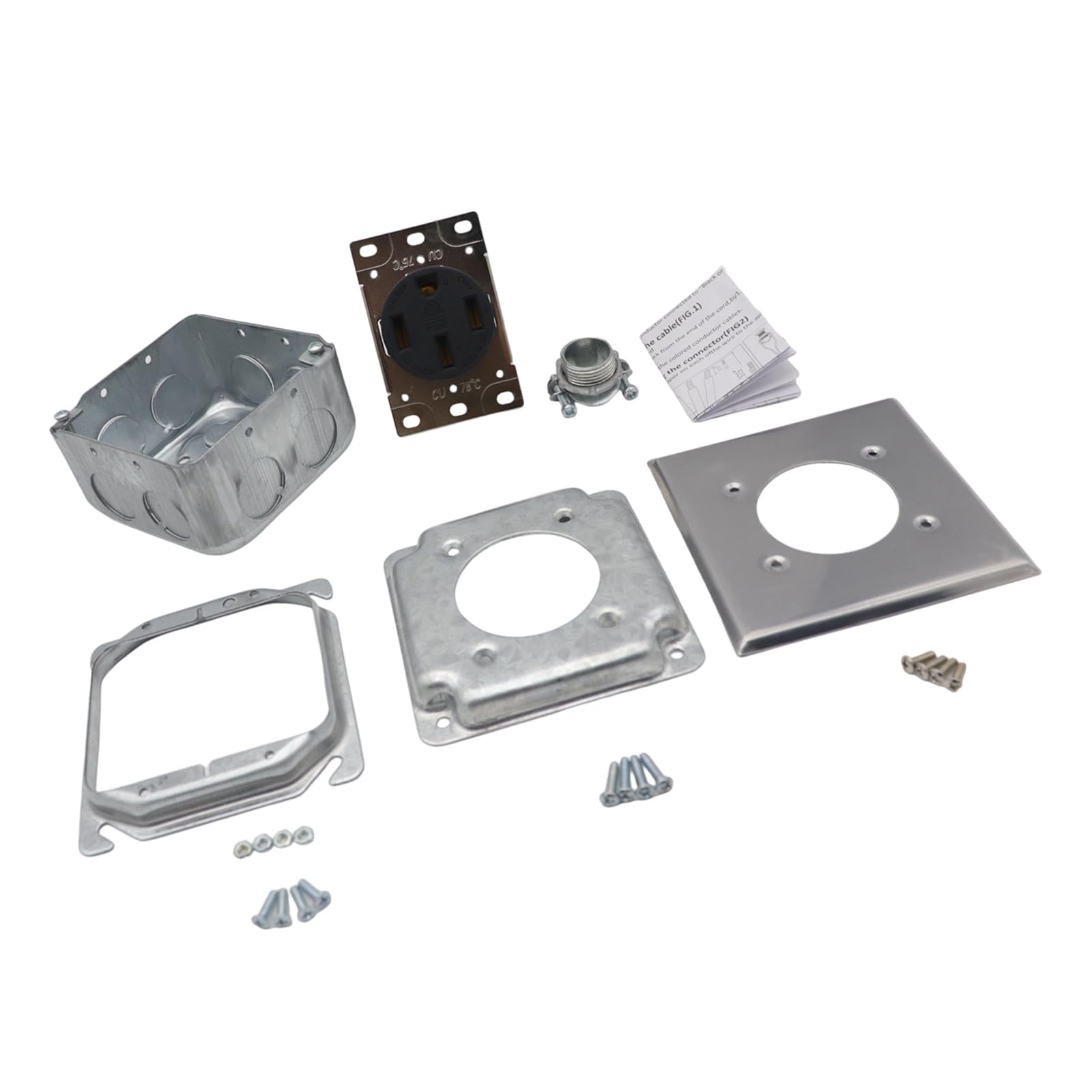 50A NEMAs 14 50R Electrical Outlet Box Installation Set With Square Junctions Box And Cover Plate for Applications Socket installation kit