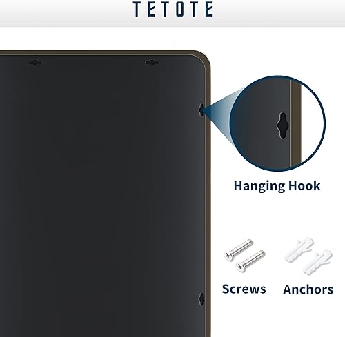 Miniatura 4 de TETOTE Espejo de baño de bronce, 22 x 30 pulgadas, bronce aceitado montado en la pared, moderno marco de bronce champán cepillado, espejo de tocador