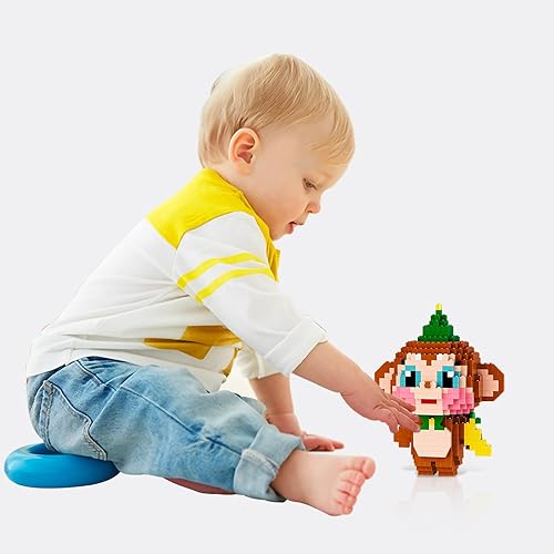 Miniatura 4 de Larcele Juego de micro bloques de construcción de animales, mini ladrillos de juguete de construcción 3D, 1118 puntos KLJM-10 (Mono)