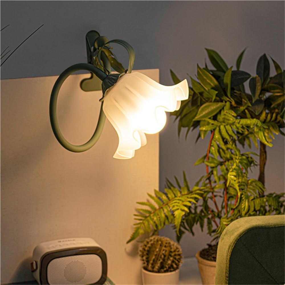 Tischleuchte Nachttischlampe Moderne Tischlampe mit Klemmleuchte, flexibler Schwanenhals, Blumen-Klemmlampe, Schreibtisch-Leselampe, E27, Acryl-Klemmlampen for Schreibtisch, Klavier, Kopfteil, Schlafs