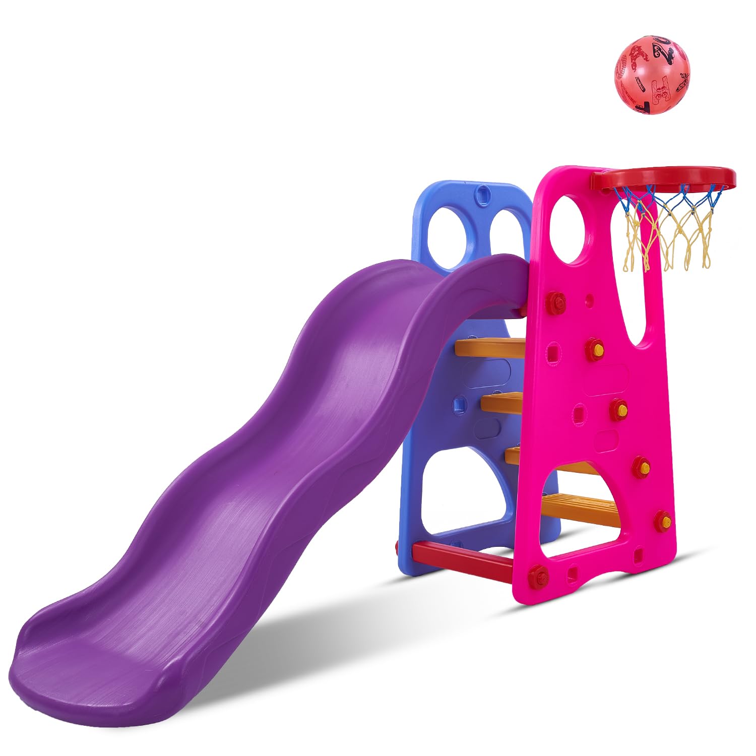 GoodLuck Baybee Baby Slider for Kids | Baby Play Area Indoor Setup with Basket Ball & Anti Slip Steps (Purple/Blue) discount deal
