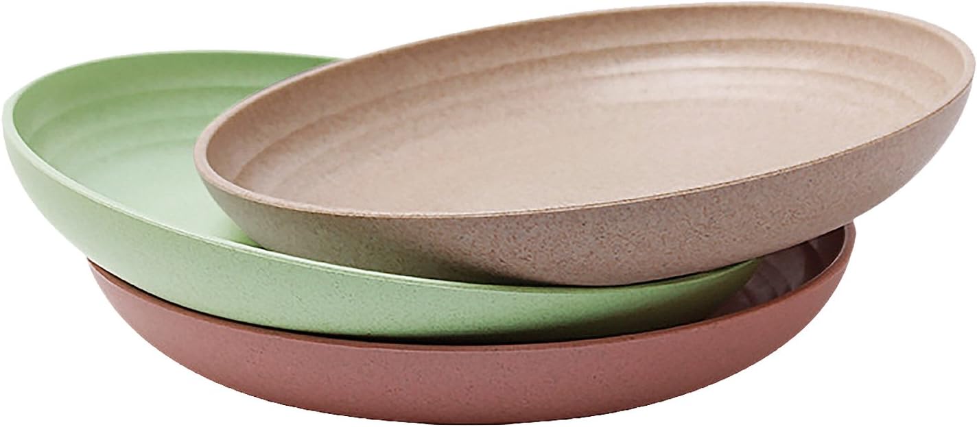 3 Pack Lightweight Wheat Straw Plates 7.87 Unbreakable Kids Plates Set, Non-toxin Healthy Eco-friendly Dishes, Dinner Plates Dishwasher Safe Microwave Safe Tableware Dinnerware