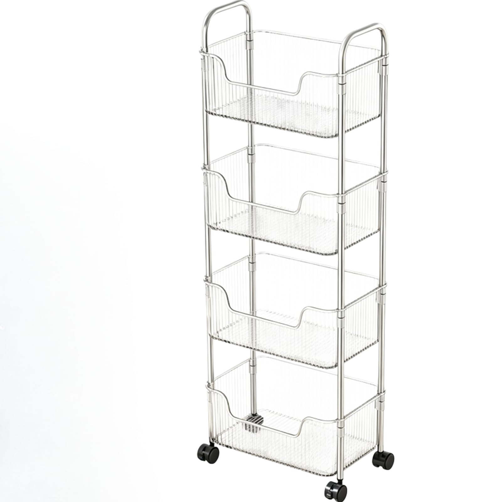 Étagère à livres roulante à 4 niveaux : chariot de rangement mobile pour bureau et maison