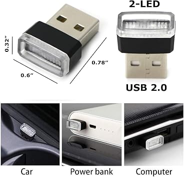 iJDMTOY USB Mini LED Car Interior Ambient Atmosphere Accent Lighting Kit