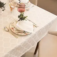 Toalha De Mesa Impermeável 6 Lugares retangular1,40x2,10m Jacquard (Marrocos Bege)