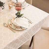 Toalha De Mesa Impermeável 6 Lugares retangular1,40x2,10m Jacquard (Marrocos Bege)