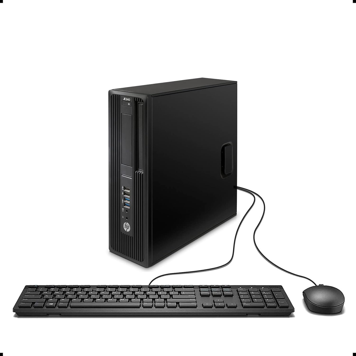 HP Z240 SFF Workstation Desktop PC, Intel Xeon E3-1230 v5, AMD Firepro W2100 2 GB, RAM 16 GB, SSD 512 GB, WiFi, Bluetooth, tastiera USA, Windows 11 Pro (ricondizionato)