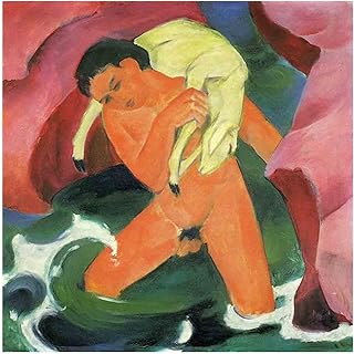 Ragazzo con agnello di Franz Marc =(30x30cm（12x12inch）,Senza Cornice)