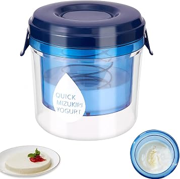 Generic Greek Yogurt Strainer with Lid.Yogurt Filter with Ultra Fine Mesh,to Makes small batches450g of Thick Creamy Greek or Coconut Yogurt, 5.12*5.12*5.12inch, Clear and bule